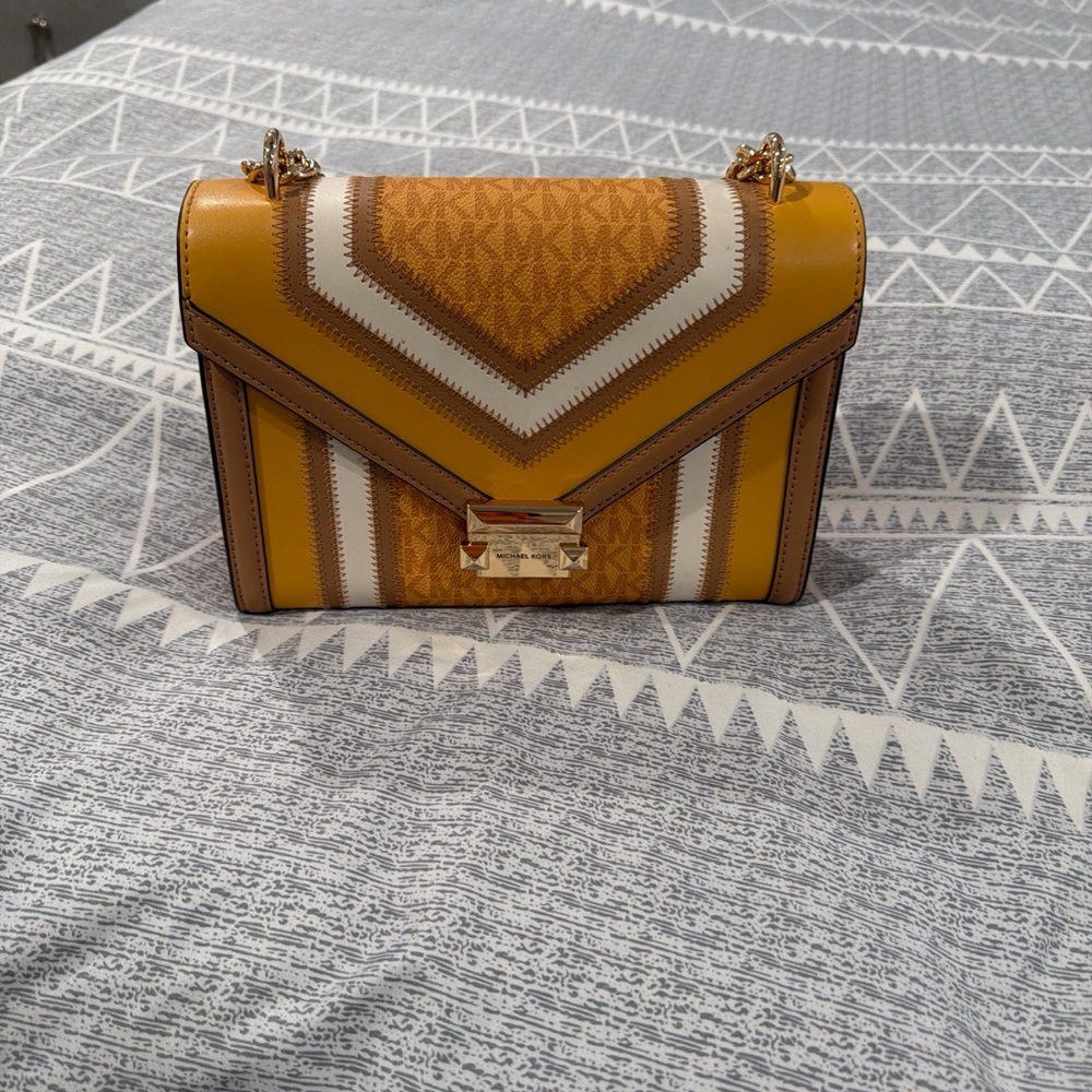 Michael Kors Mustard and Tan Crossbody Bag